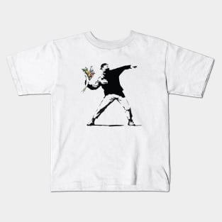 Banksy flower thrower Kids T-Shirt